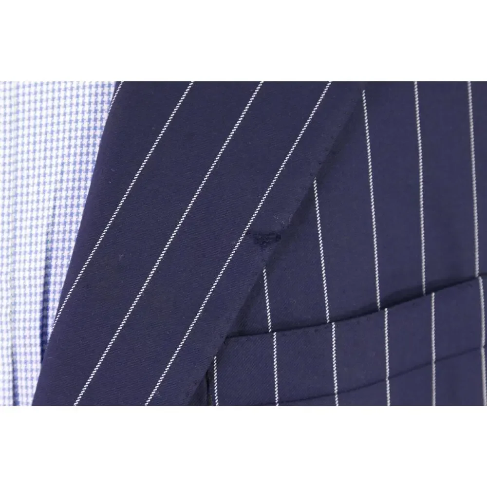 Ralph Lauren Purple Label Navy Blue Pinstripe 2-Btn Suit Jacket Blazer 42L